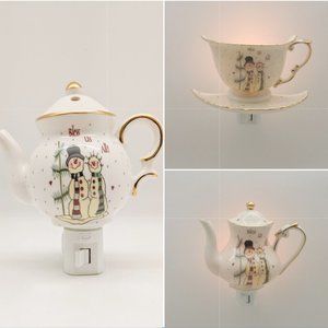 Porcelain snowman night light/24K